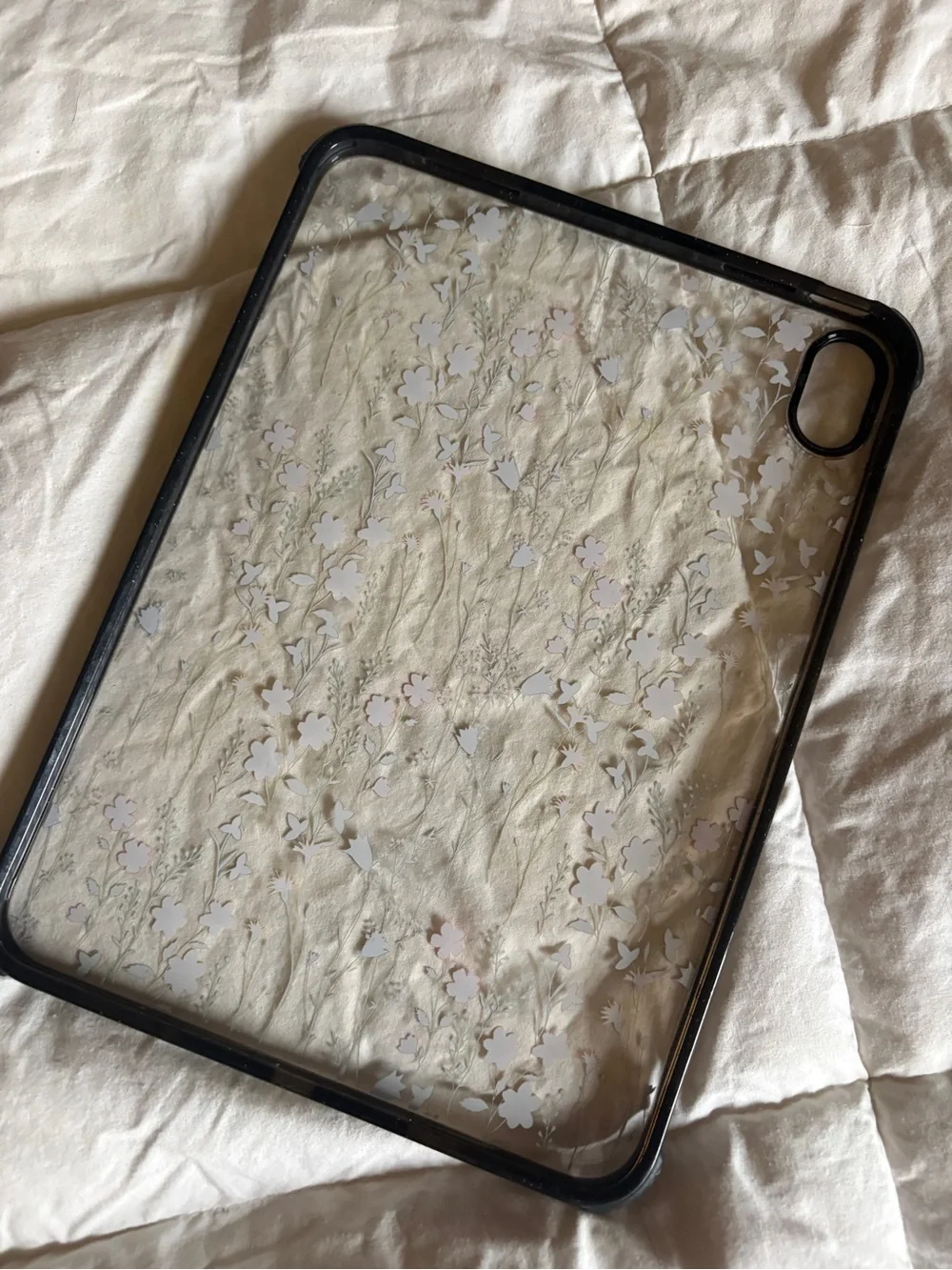 Casetify Clear Floral Tablet Case with Black Trim and Multicolor Flowers